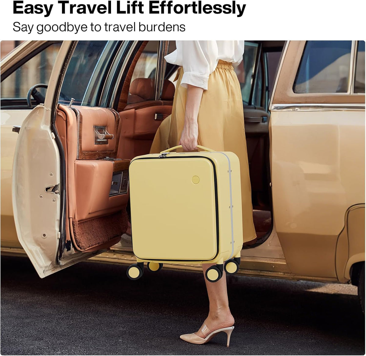 17x14x9 Carry On Luggage Underseat PC Hard Shell Suitcase Top Opening Aluminum Frame Travel Suitcases with Wheels, Smoke White