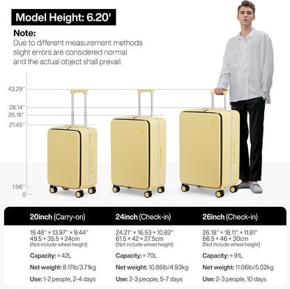 17x14x9 Carry On Luggage Underseat PC Hard Shell Suitcase Top Opening Aluminum Frame Travel Suitcases with Wheels, Smoke White