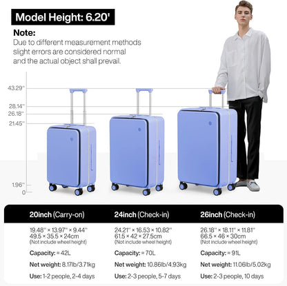 17x14x9 Carry On Luggage Underseat PC Hard Shell Suitcase Top Opening Aluminum Frame Travel Suitcases with Wheels, Smoke White