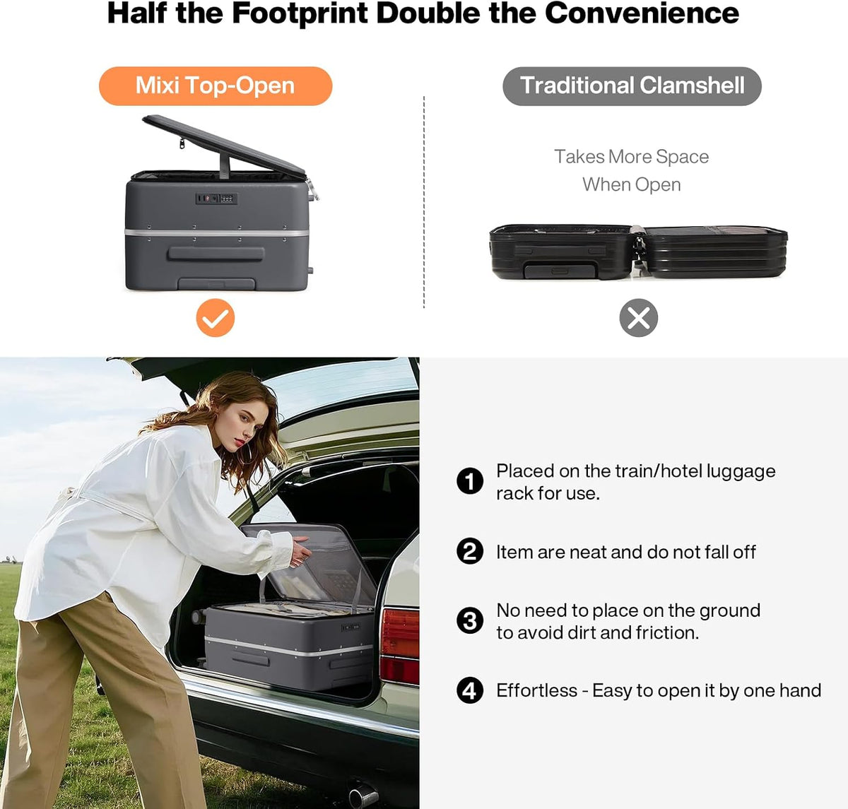 17x14x9 Carry On Luggage Underseat PC Hard Shell Suitcase Top Opening Aluminum Frame Travel Suitcases with Wheels, Smoke White