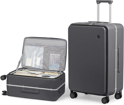 17x14x9 Carry On Luggage Underseat PC Hard Shell Suitcase Top Opening Aluminum Frame Travel Suitcases with Wheels, Smoke White