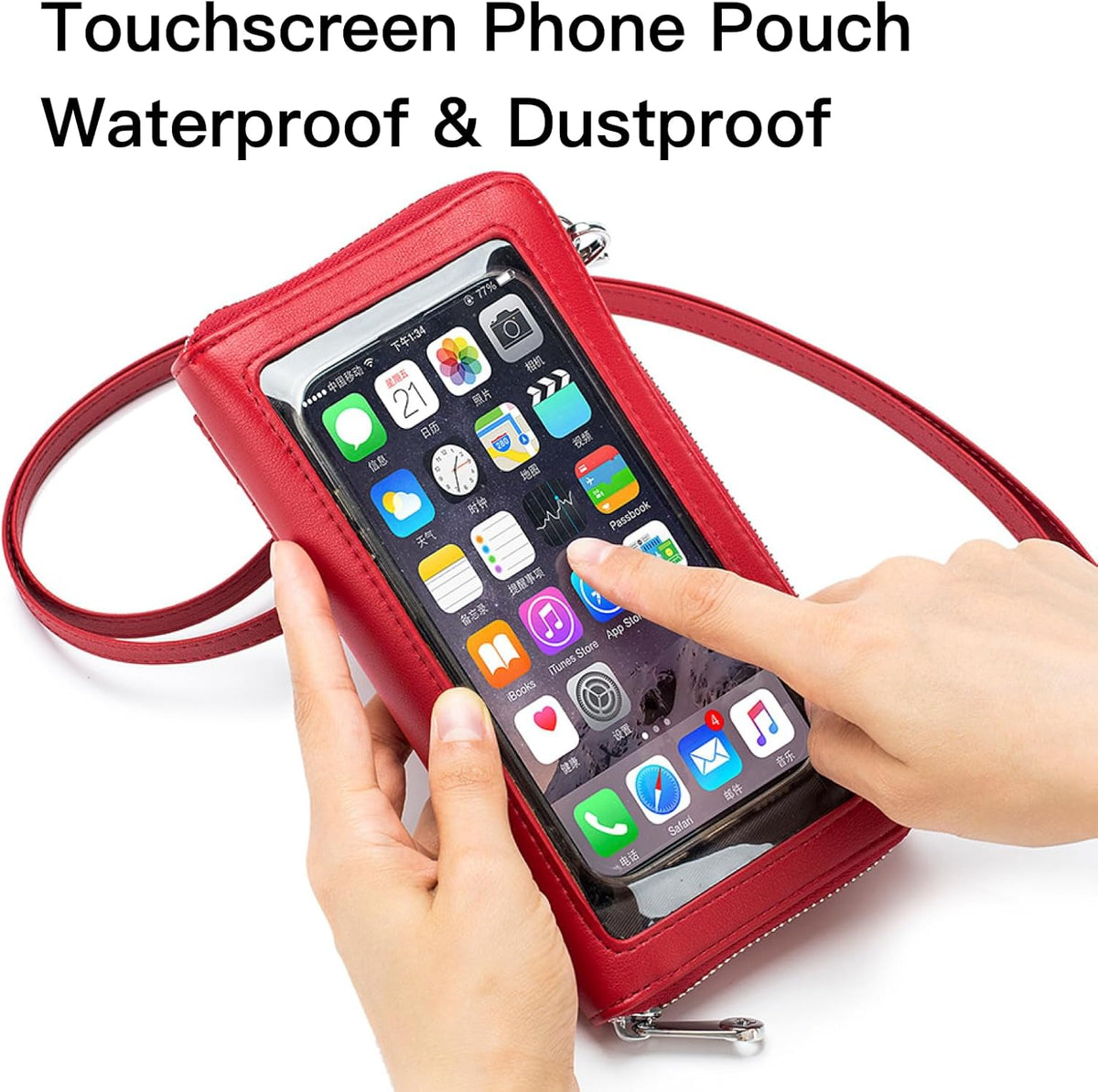 Phone Purse Crossbody Bags for Women Small Travel Wallet Touch Screen (Black)