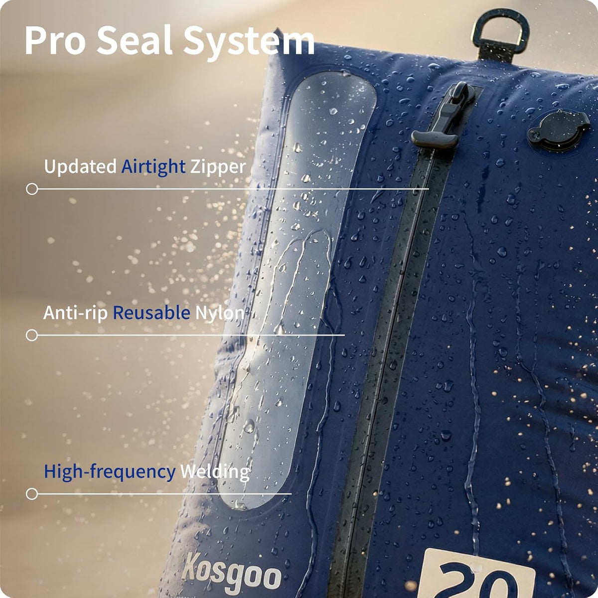 Vacuum Seal Bags for Travel with Pump, Navy/Light Grey, 20+20 | Reusable Nylon, Compression Packing Cubes, Space Saving for Carry-On Suitcase & Backpack, Odor & Waterproof, 2 Pcs