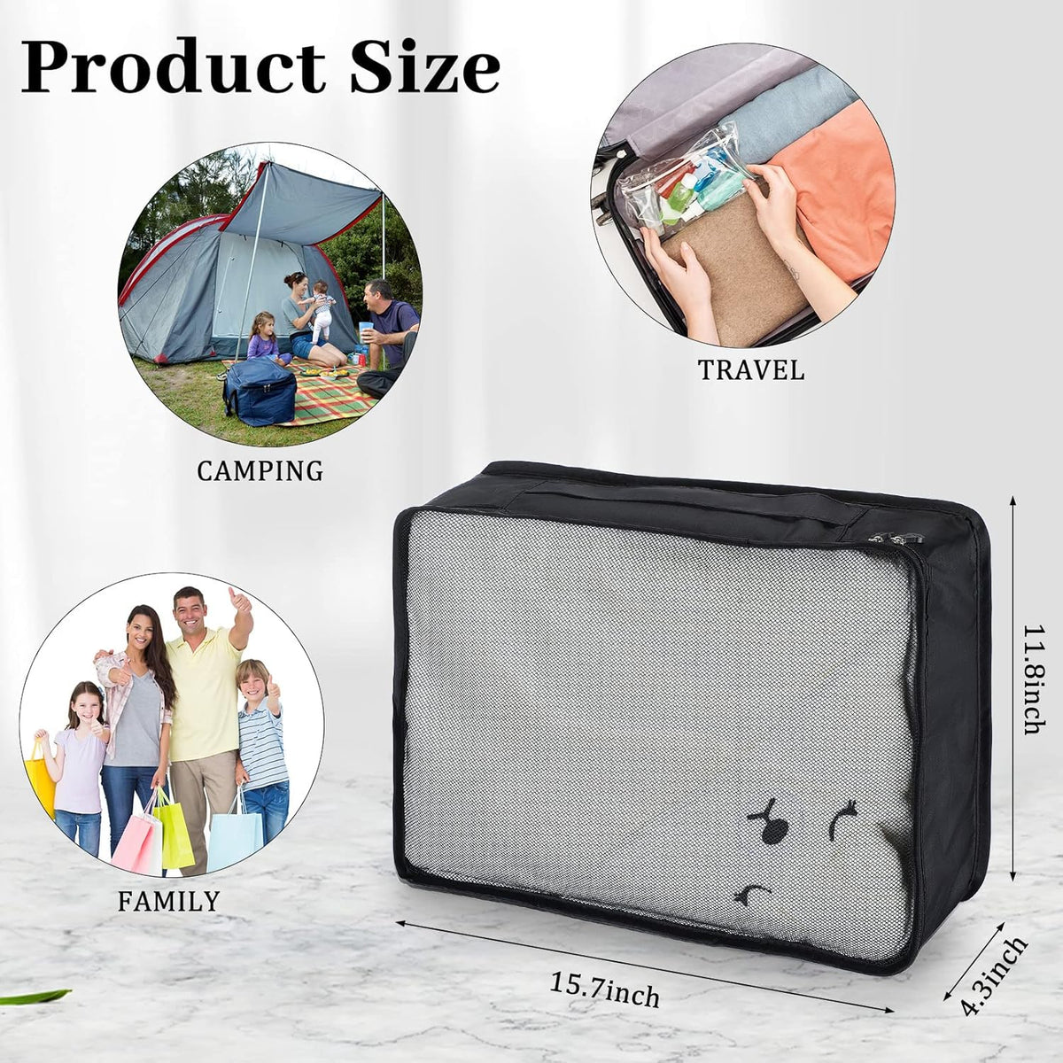 12 Pcs Large Packing Cubes Luggage Organizers for Suitcase Mesh Travel Organizer Bags Travel Packing Organizers for Traveling Camping Hiking