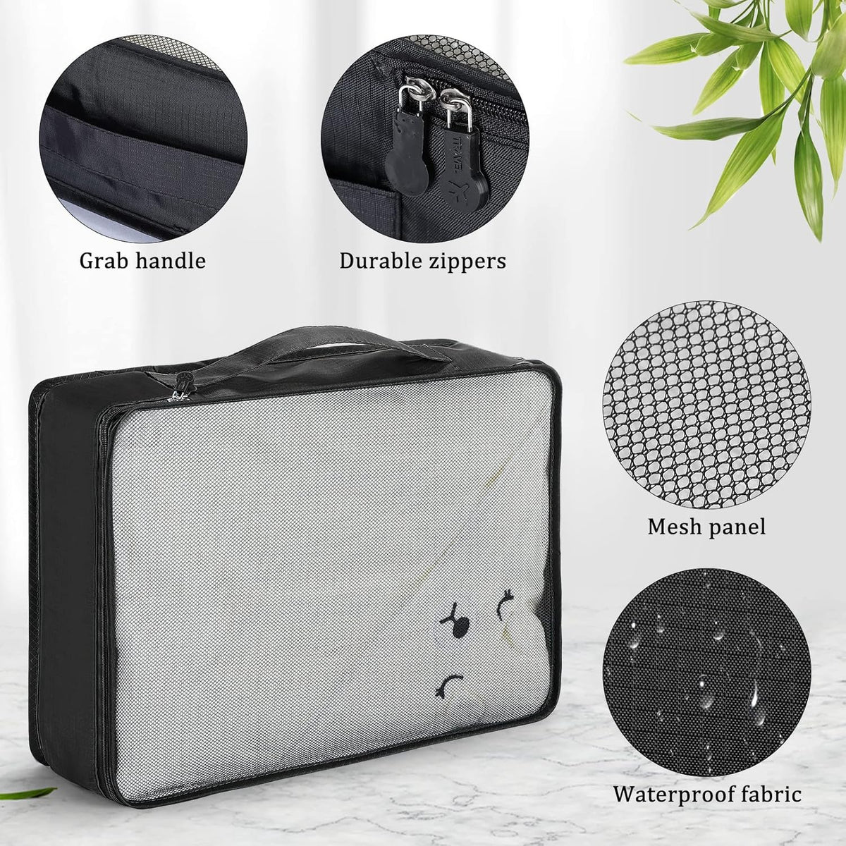 12 Pcs Large Packing Cubes Luggage Organizers for Suitcase Mesh Travel Organizer Bags Travel Packing Organizers for Traveling Camping Hiking