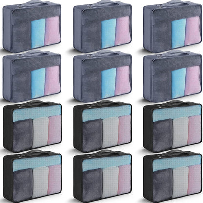 12 Pcs Large Packing Cubes Luggage Organizers for Suitcase Mesh Travel Organizer Bags Travel Packing Organizers for Traveling Camping Hiking