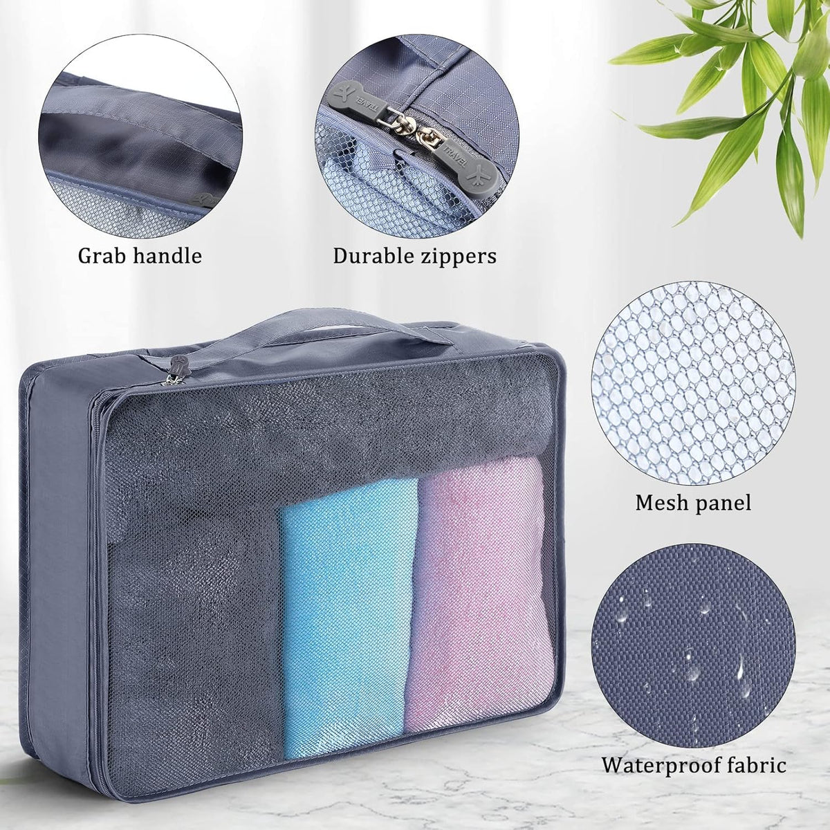 12 Pcs Large Packing Cubes Luggage Organizers for Suitcase Mesh Travel Organizer Bags Travel Packing Organizers for Traveling Camping Hiking