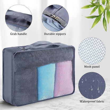 12 Pcs Large Packing Cubes Luggage Organizers for Suitcase Mesh Travel Organizer Bags Travel Packing Organizers for Traveling Camping Hiking