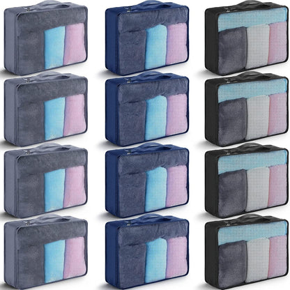 12 Pcs Large Packing Cubes Luggage Organizers for Suitcase Mesh Travel Organizer Bags Travel Packing Organizers for Traveling Camping Hiking
