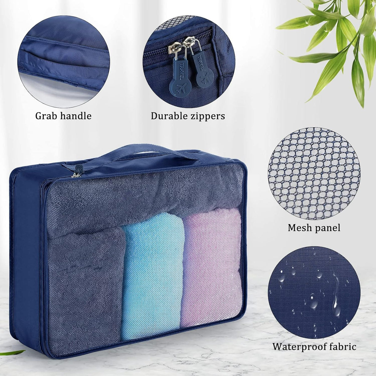 12 Pcs Large Packing Cubes Luggage Organizers for Suitcase Mesh Travel Organizer Bags Travel Packing Organizers for Traveling Camping Hiking