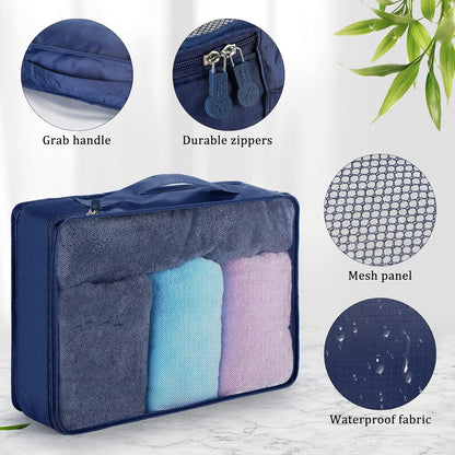 12 Pcs Large Packing Cubes Luggage Organizers for Suitcase Mesh Travel Organizer Bags Travel Packing Organizers for Traveling Camping Hiking