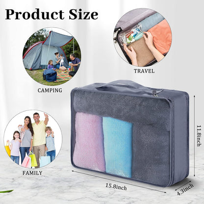 12 Pcs Large Packing Cubes Luggage Organizers for Suitcase Mesh Travel Organizer Bags Travel Packing Organizers for Traveling Camping Hiking