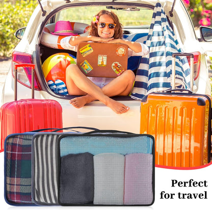 12 Pcs Large Packing Cubes Luggage Organizers for Suitcase Mesh Travel Organizer Bags Travel Packing Organizers for Traveling Camping Hiking
