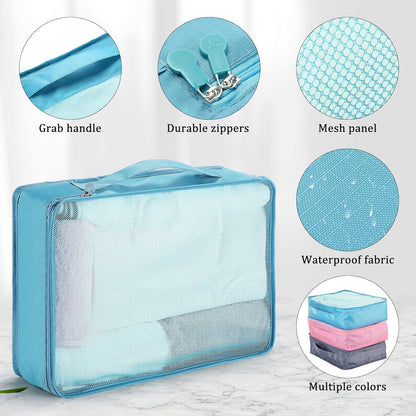 12 Pcs Large Packing Cubes Luggage Organizers for Suitcase Mesh Travel Organizer Bags Travel Packing Organizers for Traveling Camping Hiking