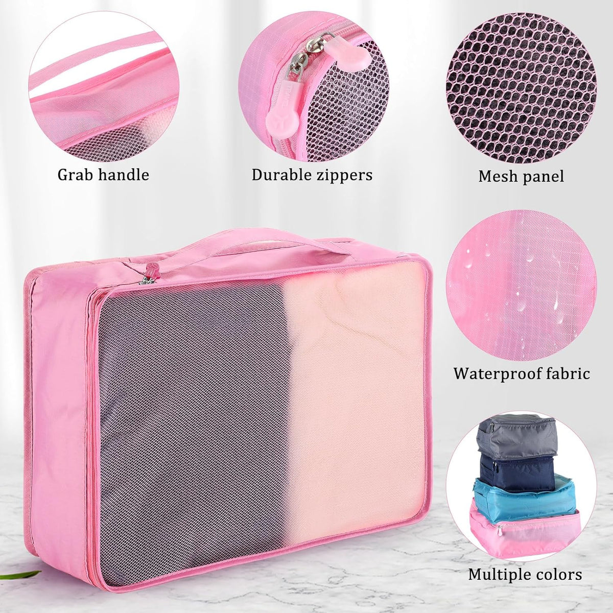 12 Pcs Large Packing Cubes Luggage Organizers for Suitcase Mesh Travel Organizer Bags Travel Packing Organizers for Traveling Camping Hiking