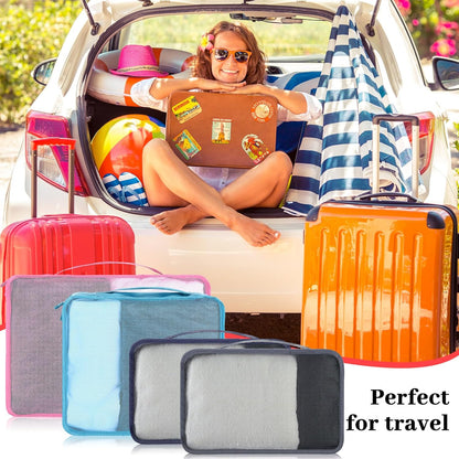 12 Pcs Large Packing Cubes Luggage Organizers for Suitcase Mesh Travel Organizer Bags Travel Packing Organizers for Traveling Camping Hiking