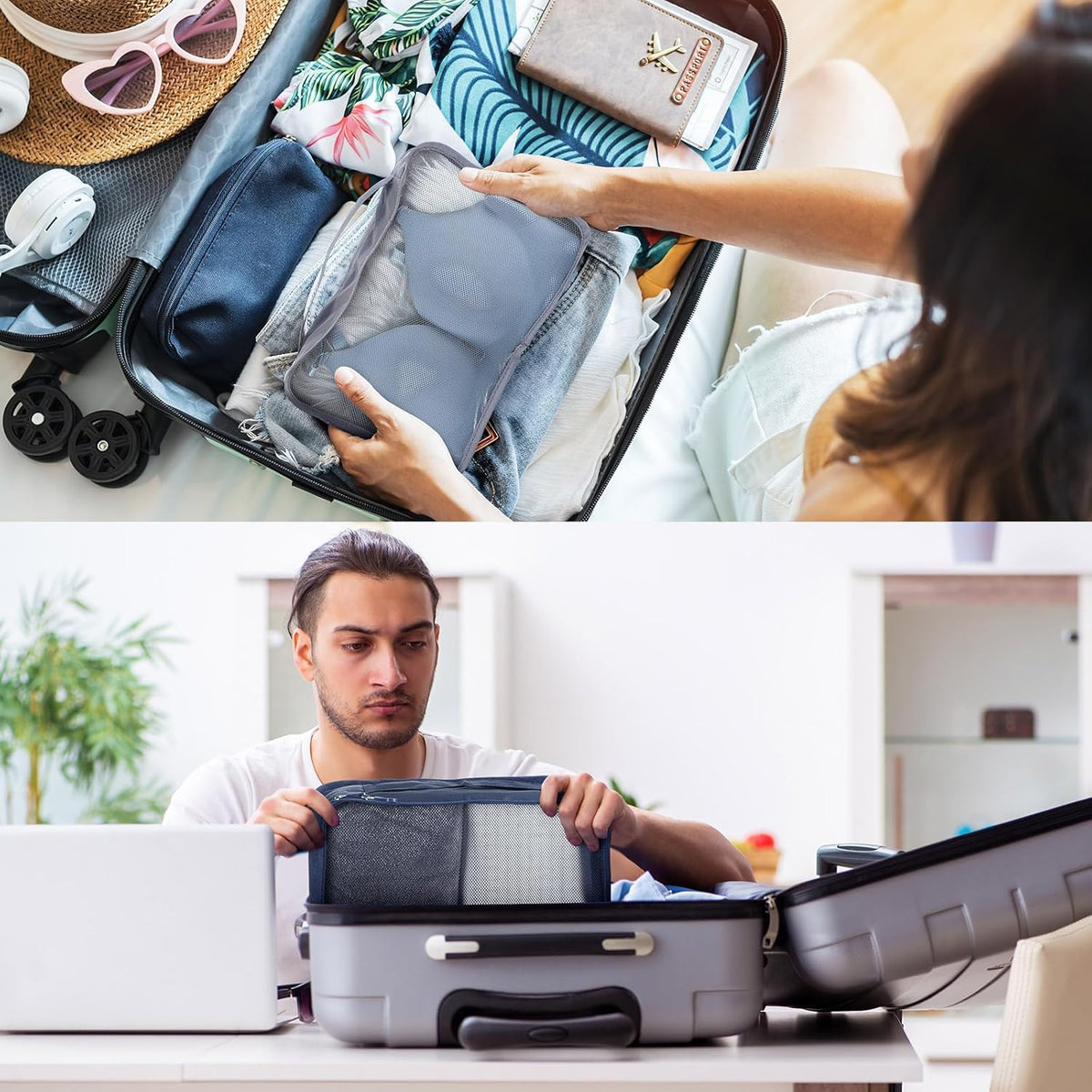 12 Pcs Large Packing Cubes Luggage Organizers for Suitcase Mesh Travel Organizer Bags Travel Packing Organizers for Traveling Camping Hiking