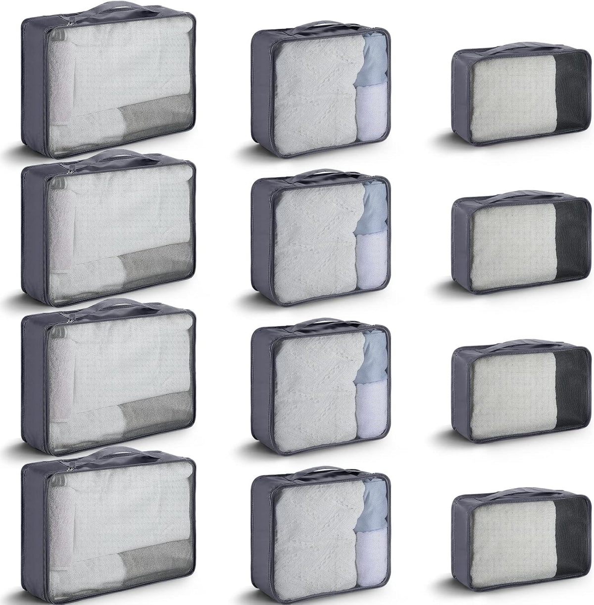 12 Pcs Large Packing Cubes Luggage Organizers for Suitcase Mesh Travel Organizer Bags Travel Packing Organizers for Traveling Camping Hiking