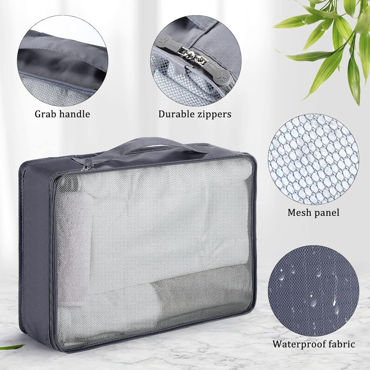 12 Pcs Large Packing Cubes Luggage Organizers for Suitcase Mesh Travel Organizer Bags Travel Packing Organizers for Traveling Camping Hiking