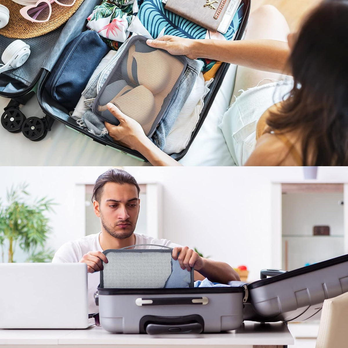 12 Pcs Large Packing Cubes Luggage Organizers for Suitcase Mesh Travel Organizer Bags Travel Packing Organizers for Traveling Camping Hiking