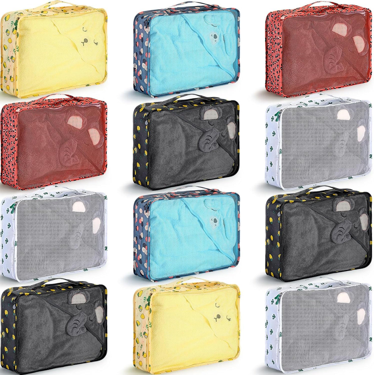 12 Pcs Large Packing Cubes Luggage Organizers for Suitcase Mesh Travel Organizer Bags Travel Packing Organizers for Traveling Camping Hiking