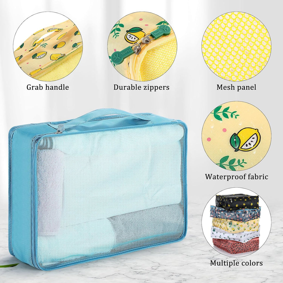 12 Pcs Large Packing Cubes Luggage Organizers for Suitcase Mesh Travel Organizer Bags Travel Packing Organizers for Traveling Camping Hiking
