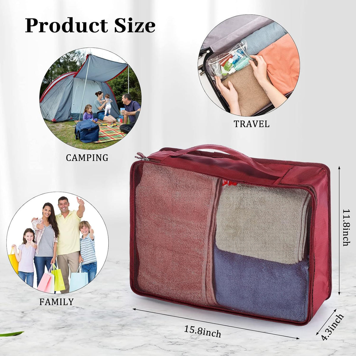 12 Pcs Large Packing Cubes Luggage Organizers for Suitcase Mesh Travel Organizer Bags Travel Packing Organizers for Traveling Camping Hiking