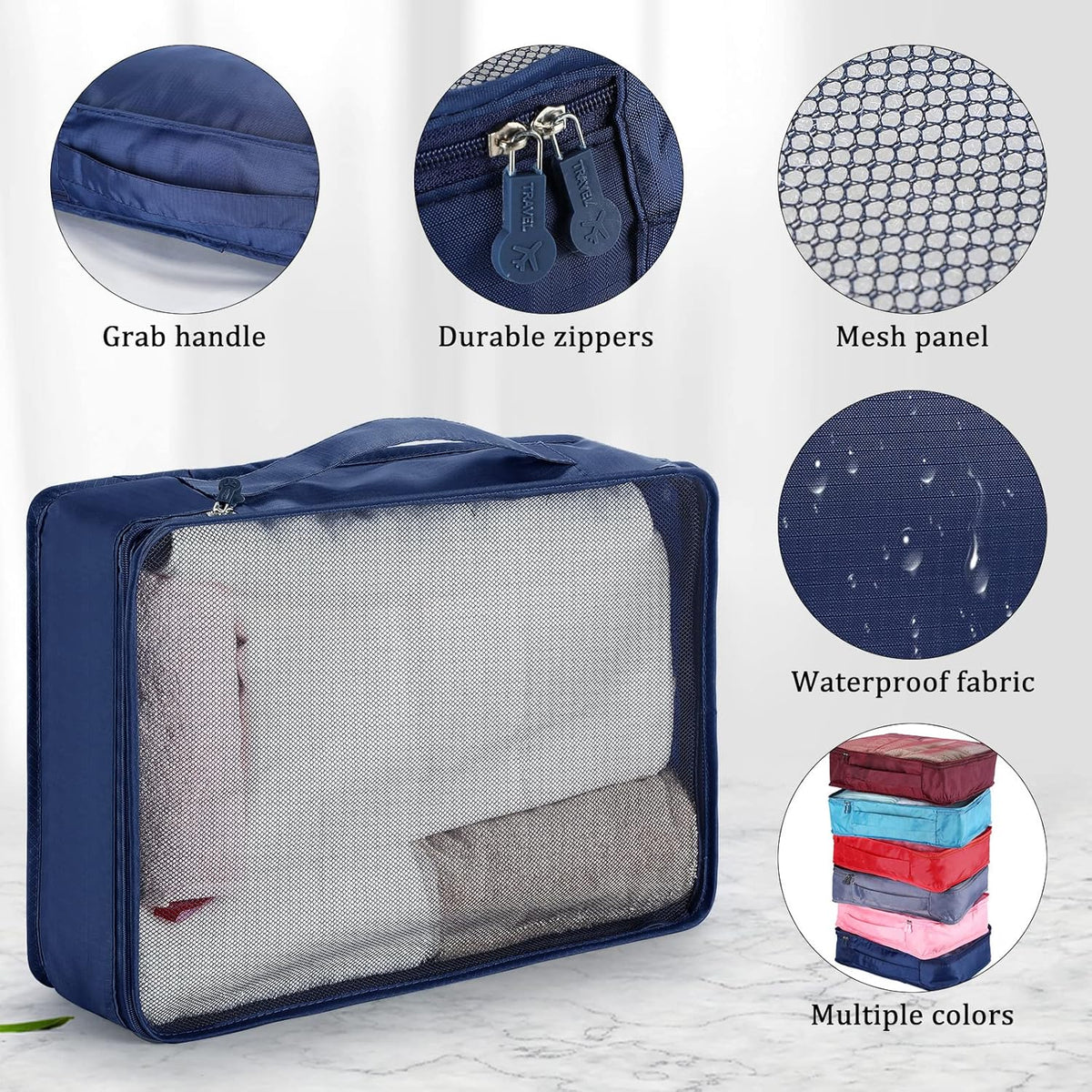 12 Pcs Large Packing Cubes Luggage Organizers for Suitcase Mesh Travel Organizer Bags Travel Packing Organizers for Traveling Camping Hiking
