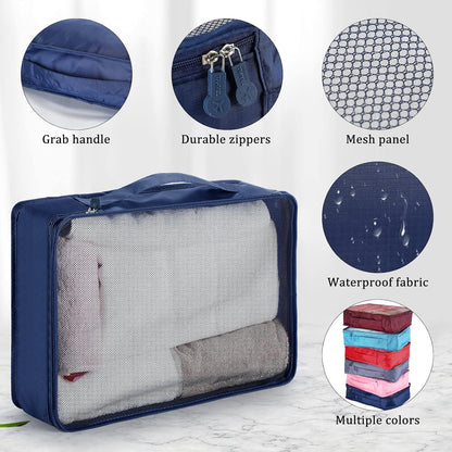 12 Pcs Large Packing Cubes Luggage Organizers for Suitcase Mesh Travel Organizer Bags Travel Packing Organizers for Traveling Camping Hiking