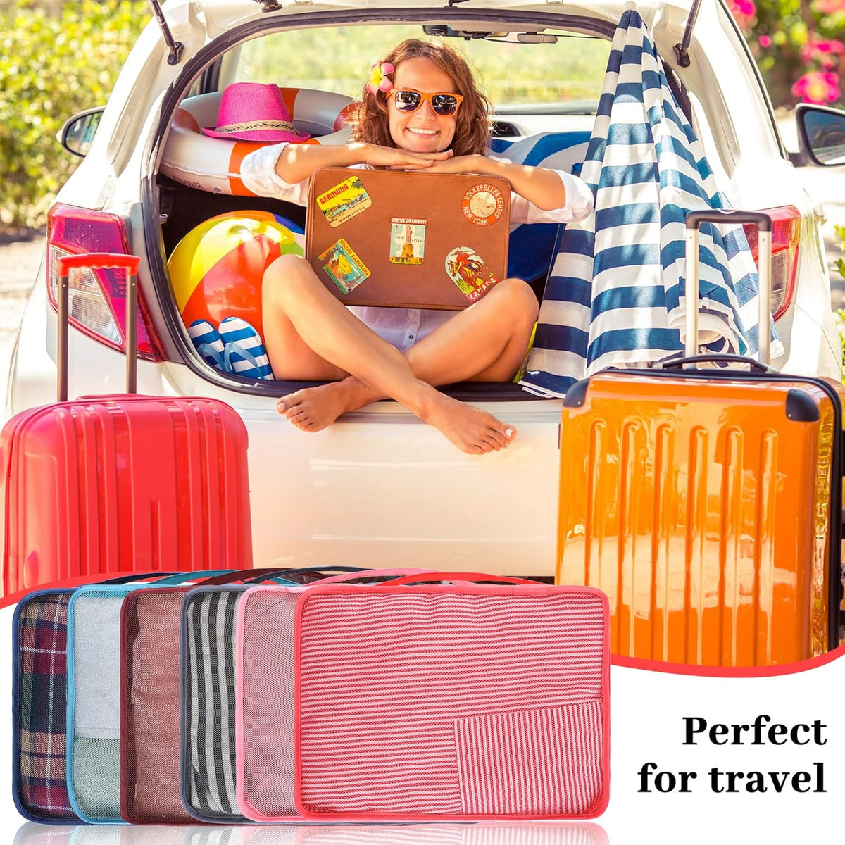 12 Pcs Large Packing Cubes Luggage Organizers for Suitcase Mesh Travel Organizer Bags Travel Packing Organizers for Traveling Camping Hiking