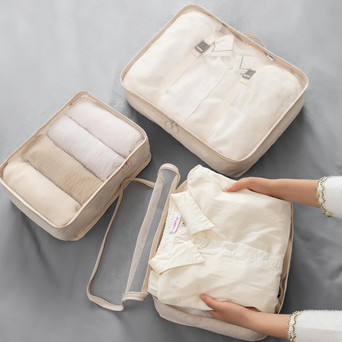 8 Set Packing Cubes for Suitcases, Travel Luggage Packing Organizers with Laundry Bag, Compression Storage Shoe Bag, Clothing Underwear Bag (Pink)