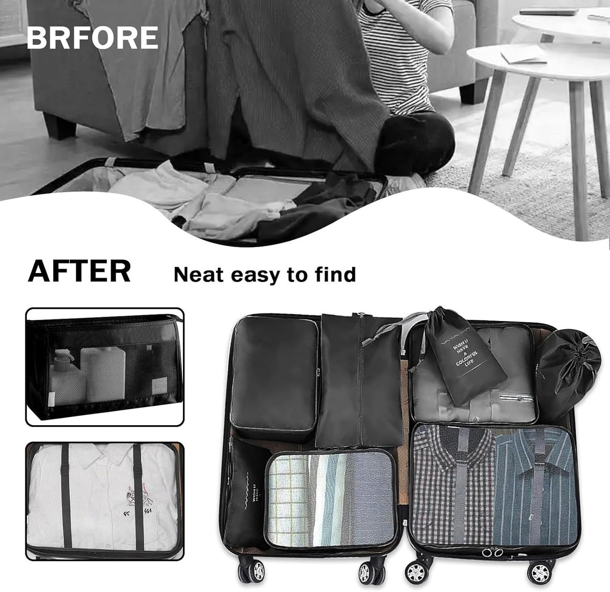 8 Set Packing Cubes for Suitcases, Travel Luggage Packing Organizers with Laundry Bag, Compression Storage Shoe Bag, Clothing Underwear Bag (Pink)