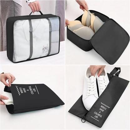 8 Set Packing Cubes for Suitcases, Travel Luggage Packing Organizers with Laundry Bag, Compression Storage Shoe Bag, Clothing Underwear Bag (Pink)