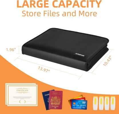 Fireproof Accordion File Organizer | 13 Pockets Accordion Folder with Zipper & Labels, Multi-Pockets Document Organizer for Files and More