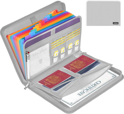 Fireproof Accordion File Organizer | 13 Pockets Accordion Folder with Zipper & Labels, Multi-Pockets Document Organizer for Files and More