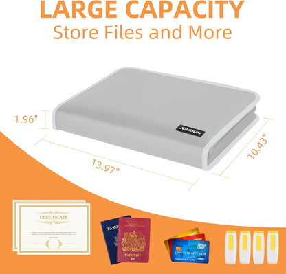 Fireproof Accordion File Organizer | 13 Pockets Accordion Folder with Zipper & Labels, Multi-Pockets Document Organizer for Files and More