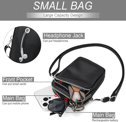 Cell Phone Purse Small Crossbody Bag for Women Men Leather Mini Shoulder Bag Wallet with Card Holder Slot Pouch Neck Strap for All Phones iPhone 17 Pro Max 16 15 Plus 14 13 up to 7.5" Black and Gold