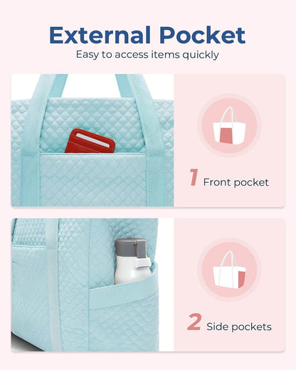 Crush Tote Bag for Women, 20L Puffer Work Tote with Zipper, Travel Essentials Quilted Nurse Hospital Bag