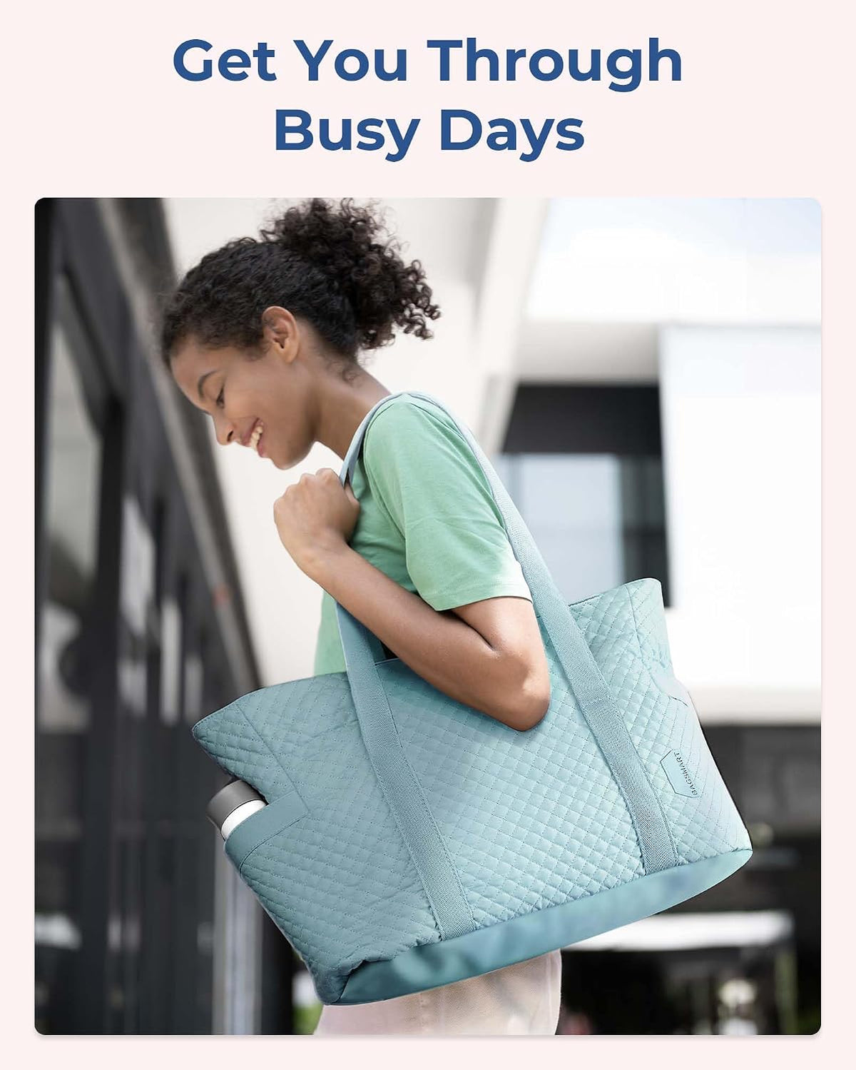 Crush Tote Bag for Women, 20L Puffer Work Tote with Zipper, Travel Essentials Quilted Nurse Hospital Bag