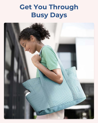 Crush Tote Bag for Women, 20L Puffer Work Tote with Zipper, Travel Essentials Quilted Nurse Hospital Bag