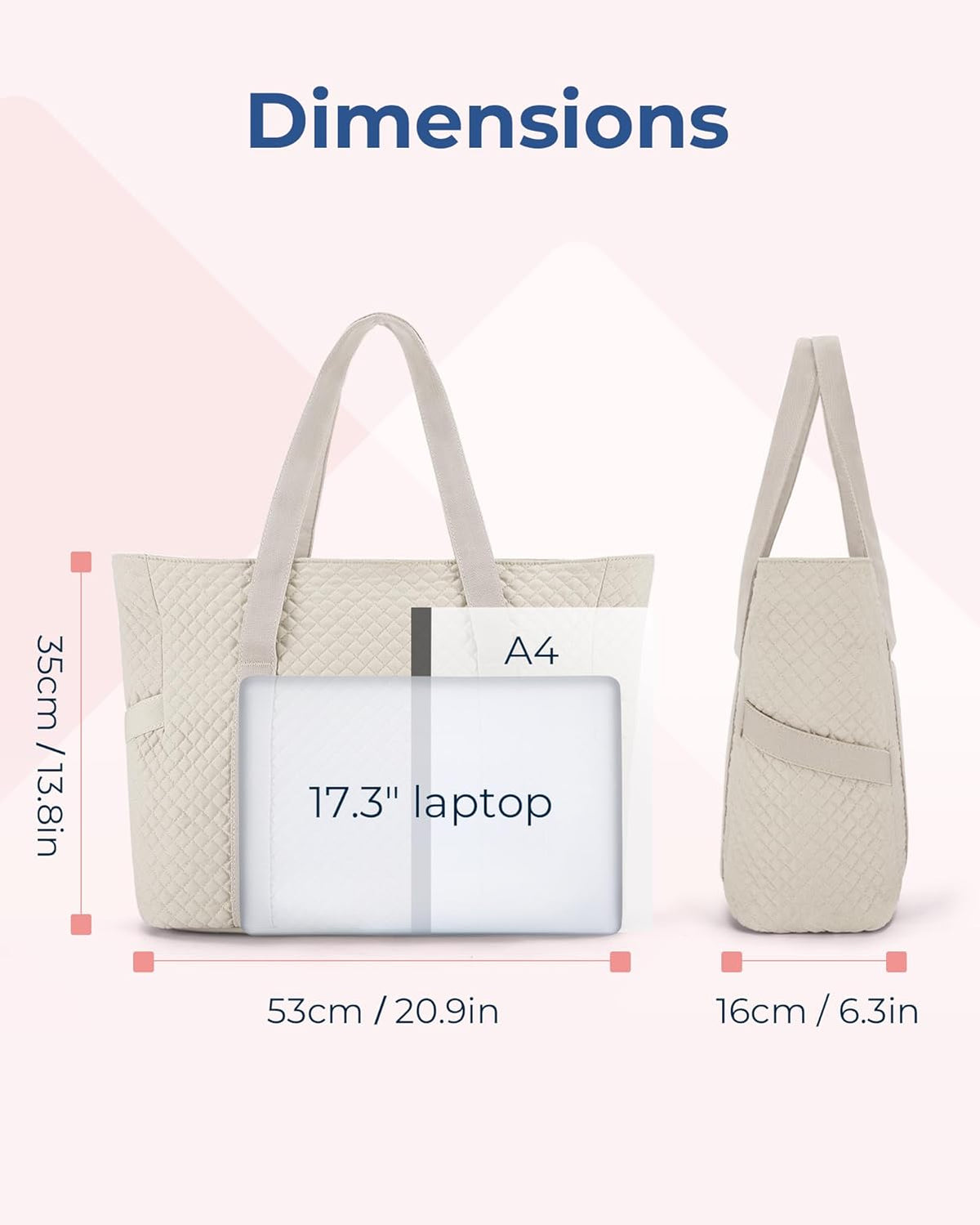 Crush Tote Bag for Women, 20L Puffer Work Tote with Zipper, Travel Essentials Quilted Nurse Hospital Bag
