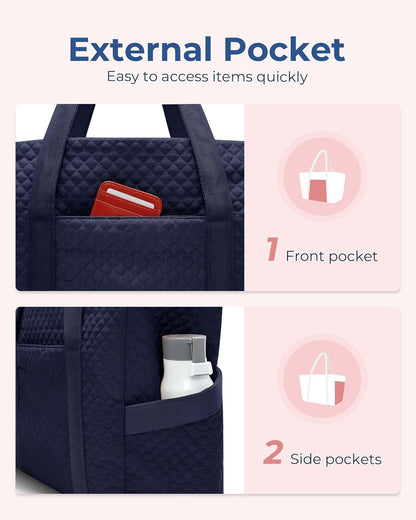 Crush Tote Bag for Women, 20L Puffer Work Tote with Zipper, Travel Essentials Quilted Nurse Hospital Bag