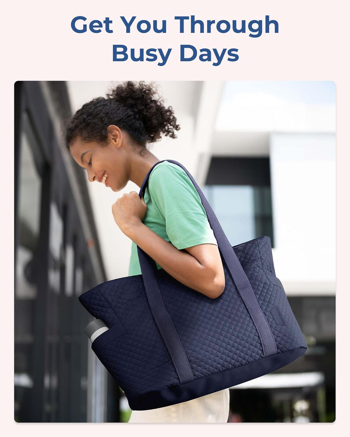 Crush Tote Bag for Women, 20L Puffer Work Tote with Zipper, Travel Essentials Quilted Nurse Hospital Bag