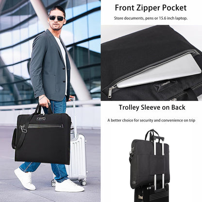 BESMART Garment Bags for Travel, 51" Large Suit Bag for Business Trips | Waterproof,Hangs 3 Suits,Foldable,Wrinkle Free Spacious Luggage Suit Cover,Adjustable Strap,Carry On Flight Approved,Black