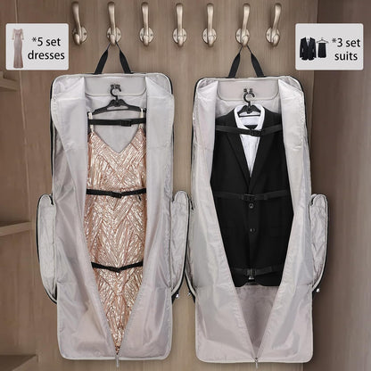 BESMART Garment Bags for Travel, 51" Large Suit Bag for Business Trips | Waterproof,Hangs 3 Suits,Foldable,Wrinkle Free Spacious Luggage Suit Cover,Adjustable Strap,Carry On Flight Approved,Black