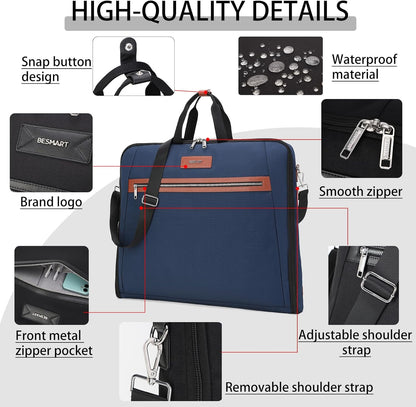 BESMART Garment Bags for Travel, 51" Large Suit Bag for Business Trips | Waterproof,Hangs 3 Suits,Foldable,Wrinkle Free Spacious Luggage Suit Cover,Adjustable Strap,Carry On Flight Approved,Black