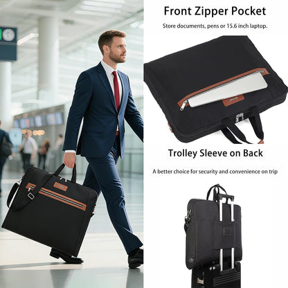 BESMART Garment Bags for Travel, 51" Large Suit Bag for Business Trips | Waterproof,Hangs 3 Suits,Foldable,Wrinkle Free Spacious Luggage Suit Cover,Adjustable Strap,Carry On Flight Approved,Black