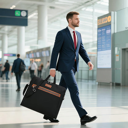 BESMART Garment Bags for Travel, 51" Large Suit Bag for Business Trips | Waterproof,Hangs 3 Suits,Foldable,Wrinkle Free Spacious Luggage Suit Cover,Adjustable Strap,Carry On Flight Approved,Black