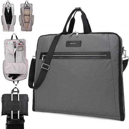 BESMART Garment Bags for Travel, 51" Large Suit Bag for Business Trips | Waterproof,Hangs 3 Suits,Foldable,Wrinkle Free Spacious Luggage Suit Cover,Adjustable Strap,Carry On Flight Approved,Black