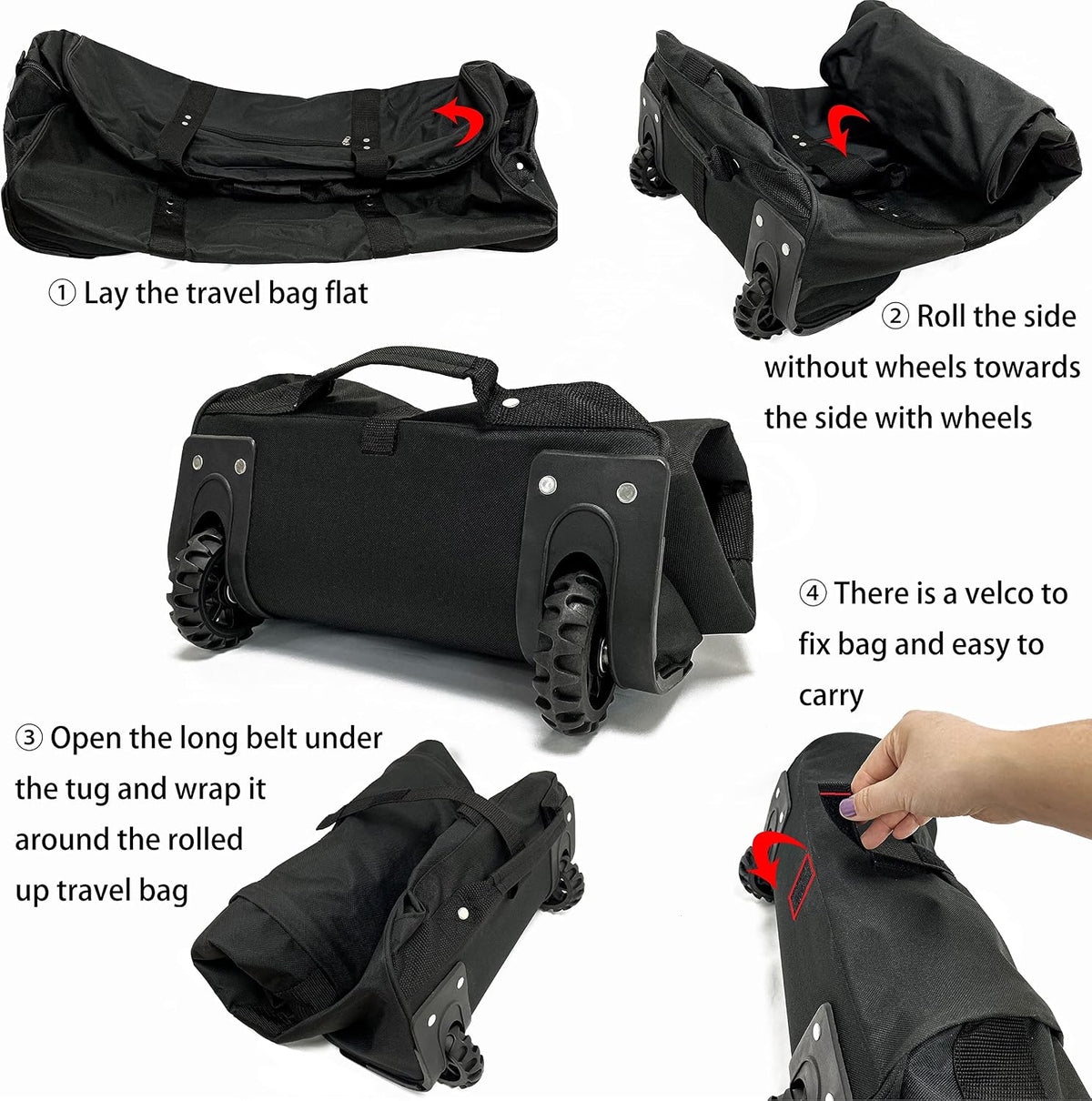 36" Huge Bag with Wheels Extra Large Foldable Duffel Bag Collapsible Rolling Travel Bag Heavy-Duty Cargo Duffle for Travel, Camping & Moving, Water-Resistant 600D Oxford, Black